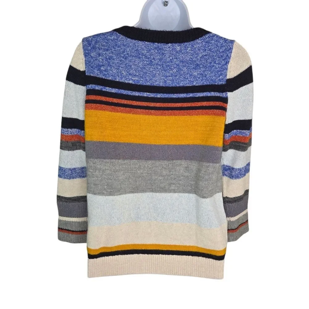 Loft NWT striped Long Sleeve Bonfire Sweater Wool & Mohair Blend Size Small